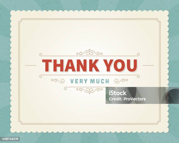 Thank You Message Card Retro Lettering Typography Stock Illustration - Download Image Now - Thank You - Phrase, Greeting Card, Note - Message