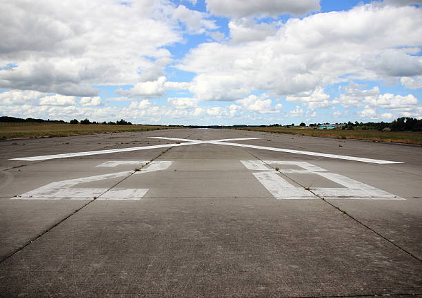 istock Closeup on runway number at airfield 498748483