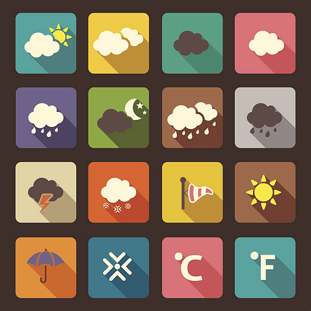 погода icon векторный набор на плоской подошве. - cold rain parasol gray stock illustrations