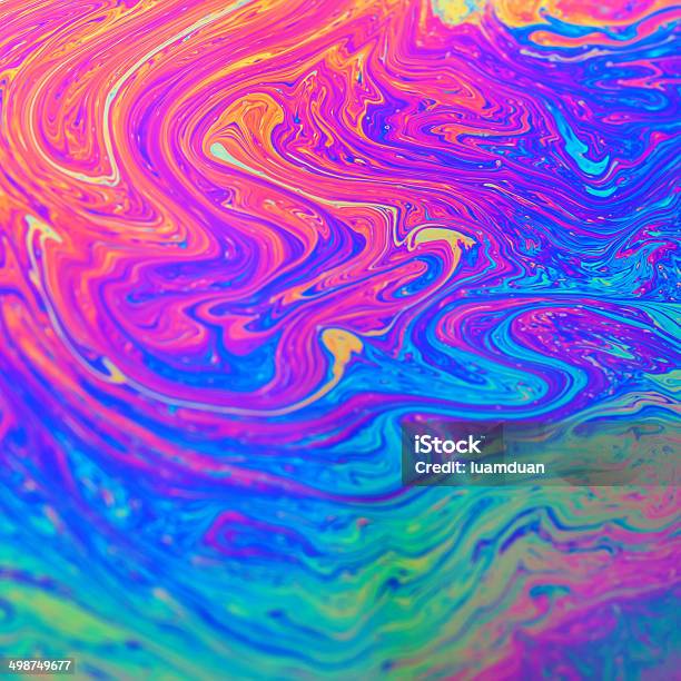 Rainbow Colors Created By Soap Bubble Or Oil Makes Stock Photo - Download Image Now