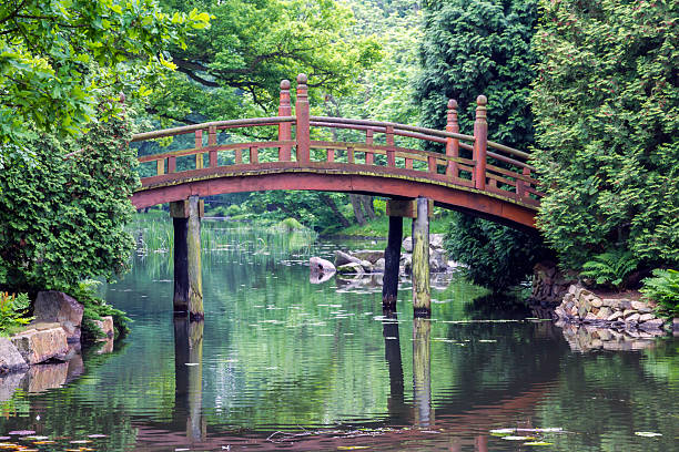 istock japanese red bridge - taiko bashi 498749903