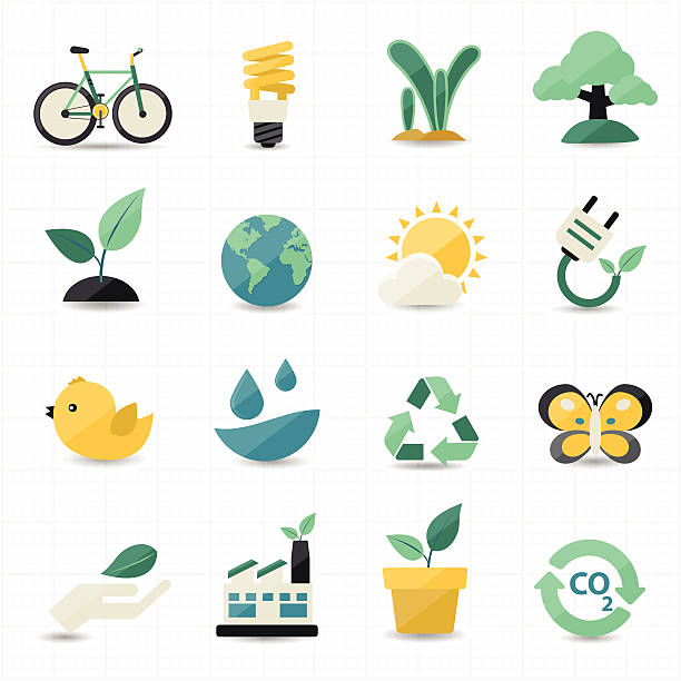 Environment and Green Icons This image is a vector illustration Environment and Green Icons. hand water pump stock illustrations