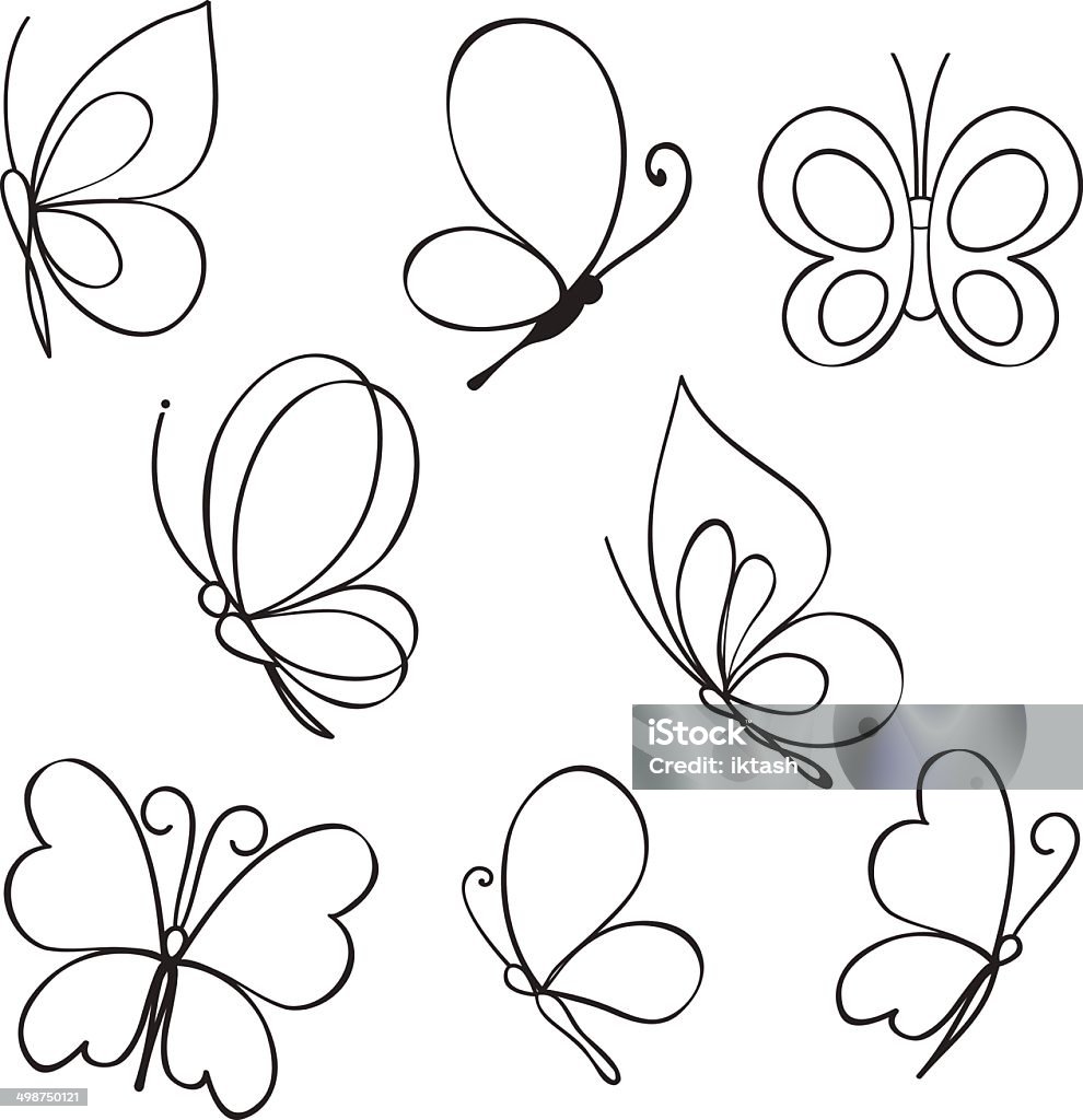 Set of hand drawn butterflies Vector Set of hand drawn butterflies Abstract stock vector