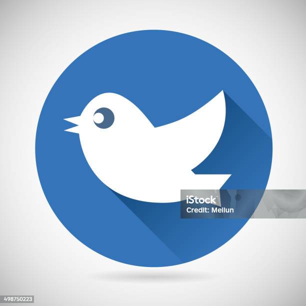 Round Blue Social Media Web Or Internet Icon Bird Silhouette Stock Illustration - Download Image Now