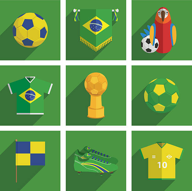 ブラジルサッカーのアイコン - 襟付きシャツ点のイラスト素材／クリップアート素材／マンガ素材／アイコン素材