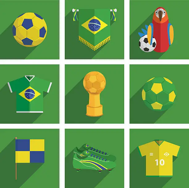 Vector illustration of brazil soccer icons