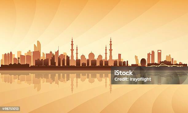 Abu Dhabi City Skyline Silhouette Hintergrund Stock Vektor Art und mehr Bilder von Abu Dhabi - Abu Dhabi, Stadtsilhouette, Abenddämmerung