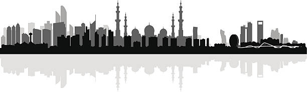 abu dhabi city skyline silhouette hintergrund - east facade stock-grafiken, -clipart, -cartoons und -symbole