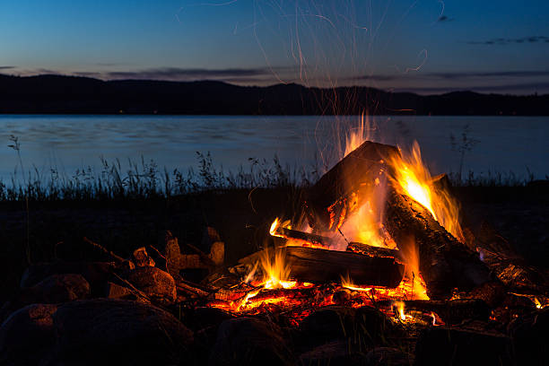 istock Summer Campfire and Lake at sunset 498752523