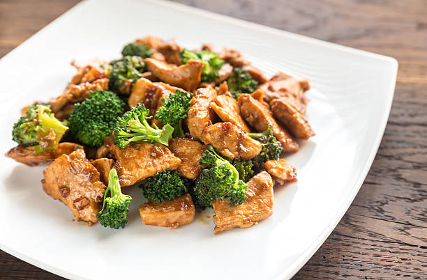 Chicken with broccoli stock photo