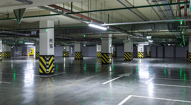 istock Empty parking lot. Urban, industrial background 498760638
