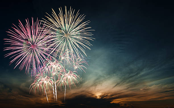 istock Brightly colorful fireworks in the night sky 498762824