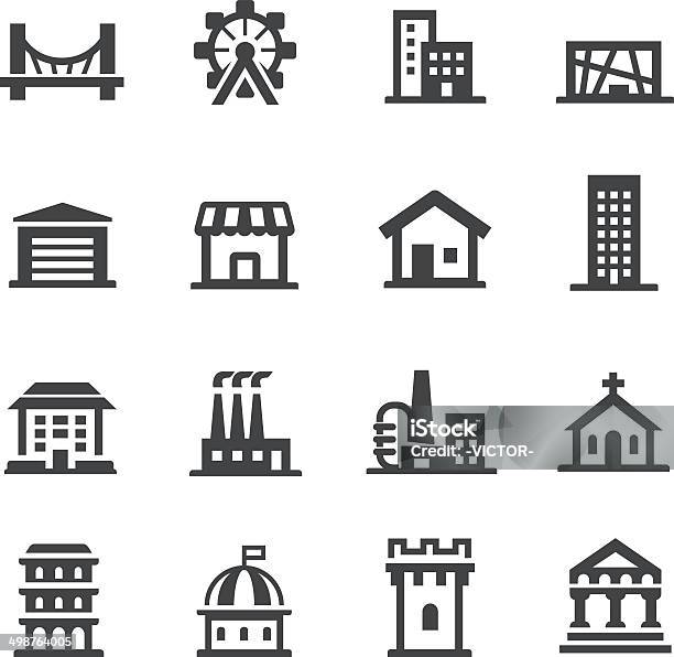 Building Icons Set Acme Series Stock Illustration - Download Image Now - Airplane Hangar, Architectural Column, Architectural Dome