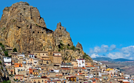 View on houses rocky of village in Sicily