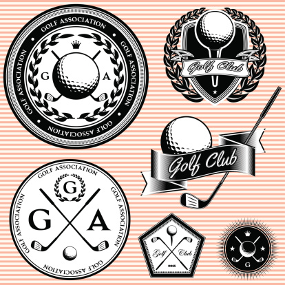set of vector emblems to topic golf game