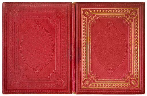 Viejo libro abierto 1870 photo