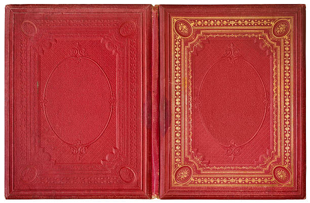 Old open book 1870 Old open book cover - circa 1870 - isolated on white old book stock pictures, royalty-free photos & images