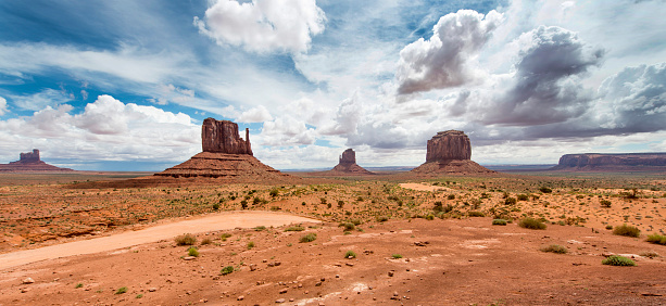 Monument Valley National Park rock formations are some of the most definitive images of the American West. The isolated red mesas and buttes surrounded by empty, sandy desert have been filmed and photographed countless times over the years for movies and commercials.