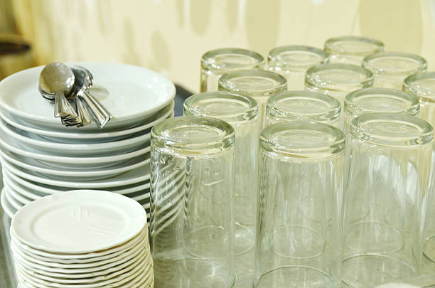 istock Clean plates, glasses, cup and cutlery 498765503