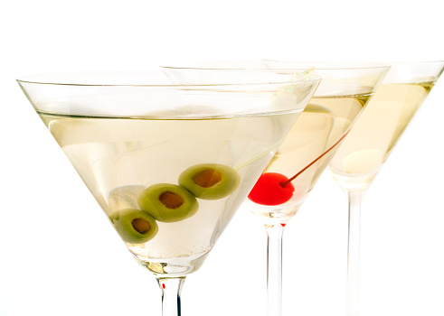 Three Martinis on white background