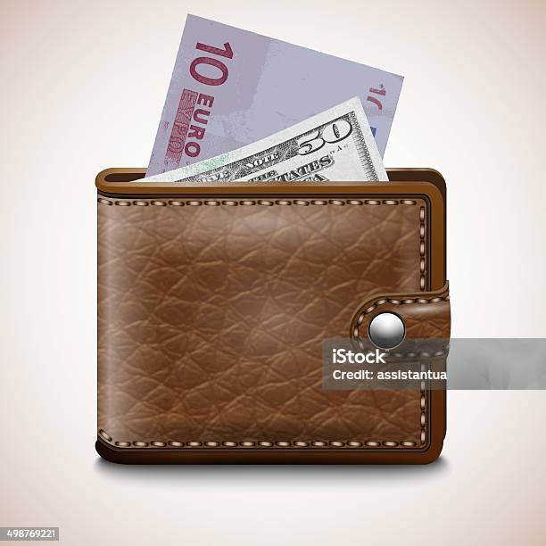 Leather Wallet With Dollar Usa Euro Stock Illustration - Download Image Now - Business, Corporate Business, Creativity