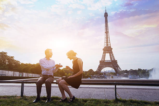 istock marry me, romantic moment near Eiffel Tower, Paris 498769520