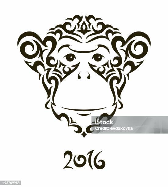 Monkey Illustration Symbol Of The New Year 2016 Stock Illustration - Download Image Now - 2015, 2016, Abstract