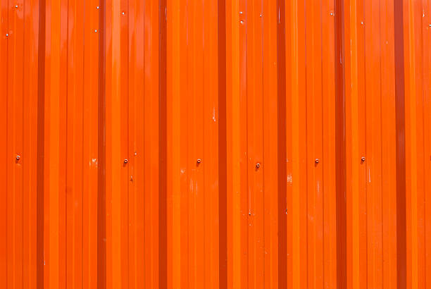 istock Orange color corrugated metal sheet 498770003