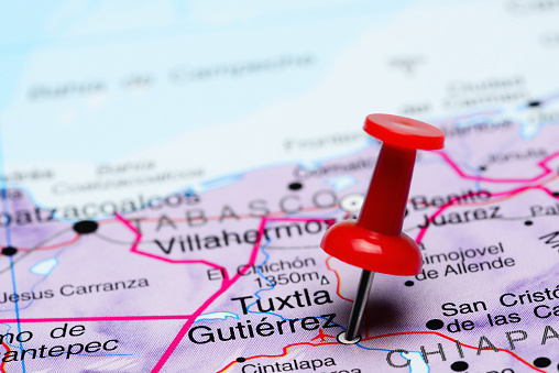 Tuxtla Gutiérrez pinned en un mapa de México photo