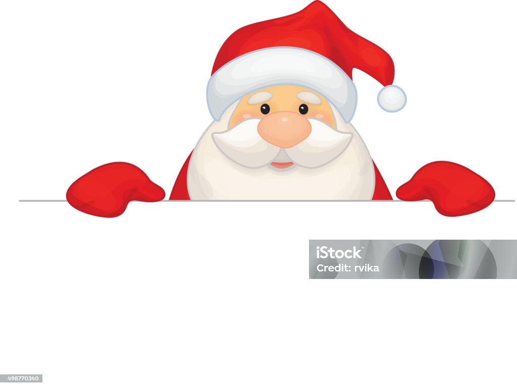 Vector Santa Claus cartoon hiding by blank isolated. Santa Claus stock vector