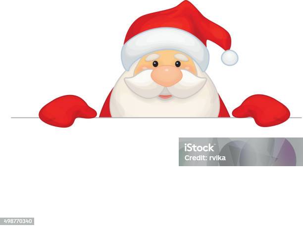 Vector Santa Claus Cartoon Hiding By Blank Isolated Stock Illustration - Download Image Now