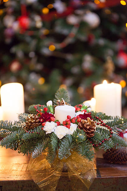 istock Fir branches decorated for the new year on dark wooden 498770706