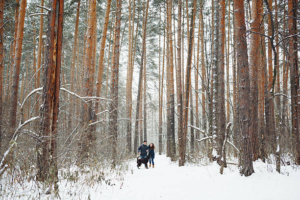 istock Young Couple with a Dog Having Fun in Winter 498770964
