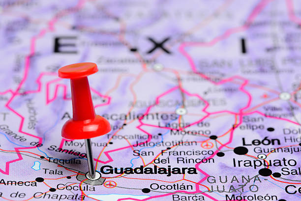 istock Guadalajara pinned on a map of Mexico 498771350