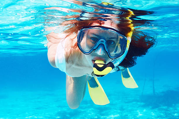 istock Woman with mask snorkeling 498771645
