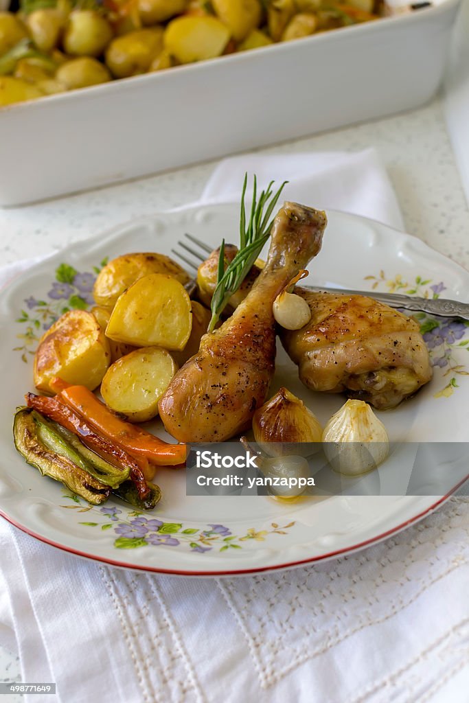 Pernas de frango assadas - Foto de stock de Alecrim royalty-free