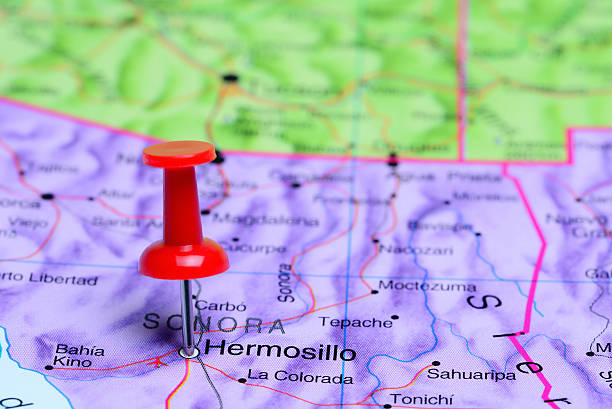 istock Hermosillo pinned on a map of Mexico 498772256