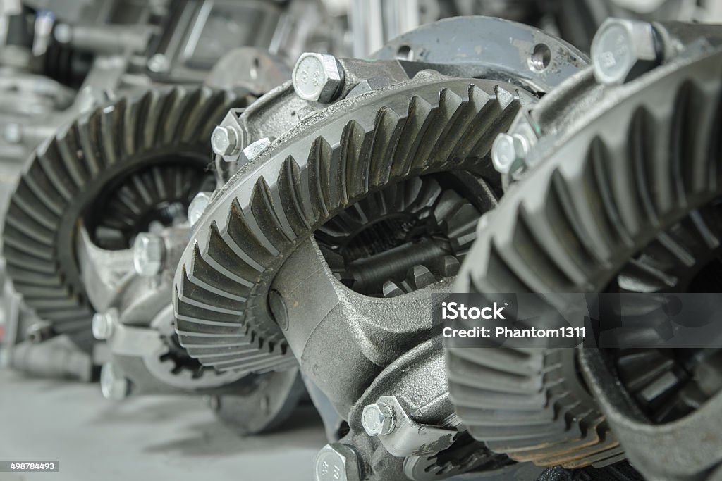 Gear transmission at a shallow depth of field Engine Stock Photo