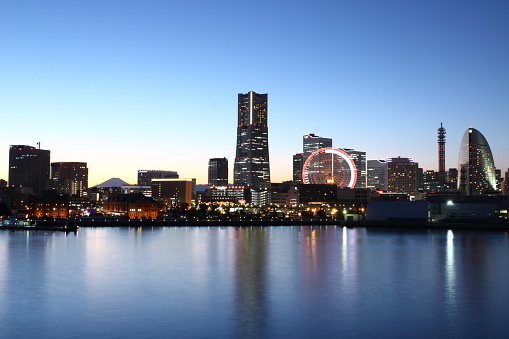 Japan skyline at Yokohama city , Japan