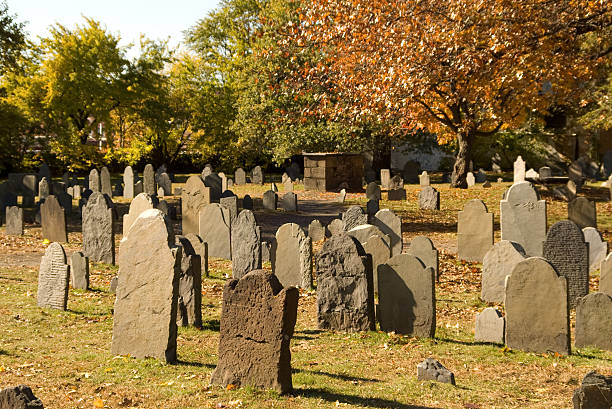 Cemetery stones stock photo