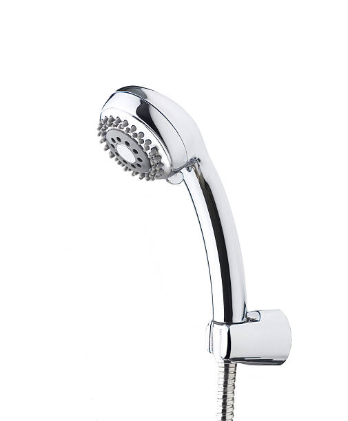 Metallic shower head isolated on white Metallic shower for your enjoy bathing and relaxing isolated on white shower head stock pictures, royalty-free photos & images