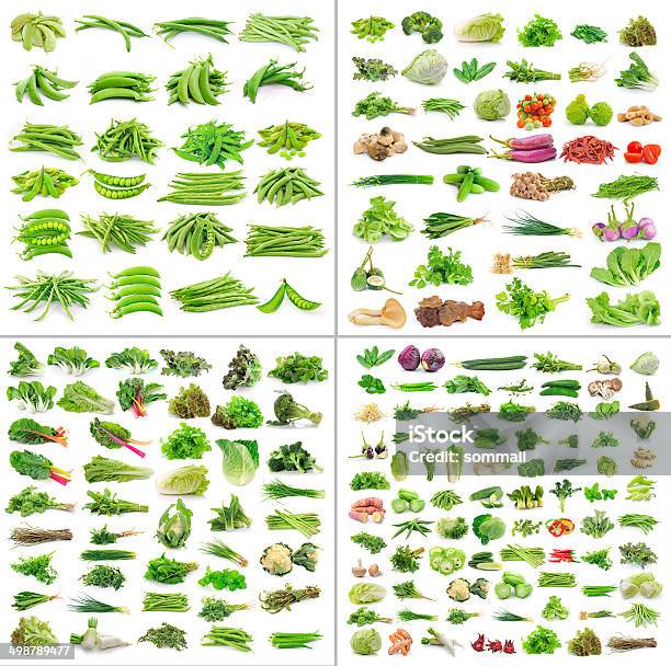 Vegetables Collection Isolated On White Background Stock Photo - Download Image Now - Bamboo Shoot, Bean Sprout, Bell Pepper