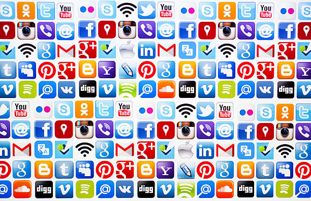iconos de redes sociales - flickr editorial communications technology computers fotografías e imágenes de stock
