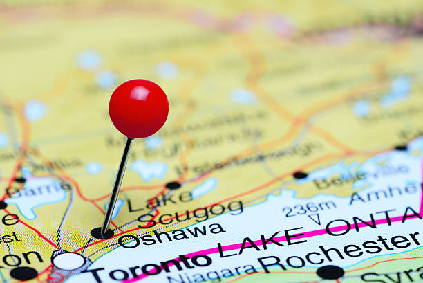 istock Oshawa pinned on a map of Canada 498794258