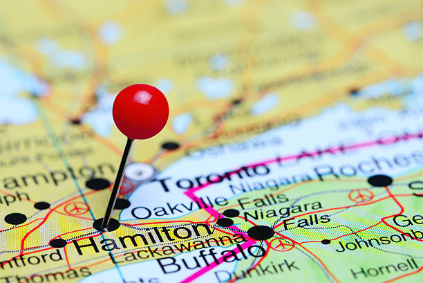 istock Hamilton pinned on a map of Canada 498794384
