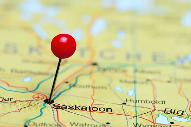 istock Saskatoon pinned on a map of Canada 498794676