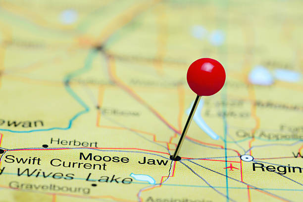 istock Moose Jaw pinned on a map of Canada 498794744