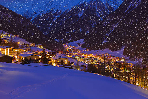 istock Mountains ski resort Solden Austria at sunset 498798932