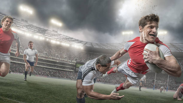 istock Rugby Player Scores in Heroic Dive During Rugby Game 498800842