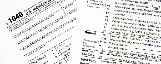 Tax Form 1040 -Individual Income Tax Return stock photo